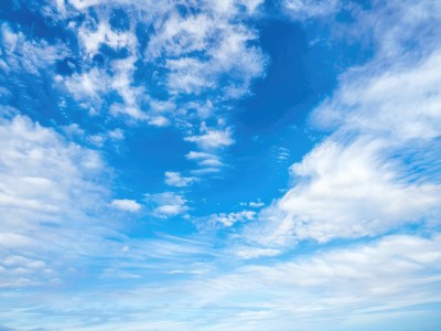 monochrome,outdoors,sky,day,cloud,blue sky,no humans,cloudy sky,scenery,blue theme,horizon,above clouds