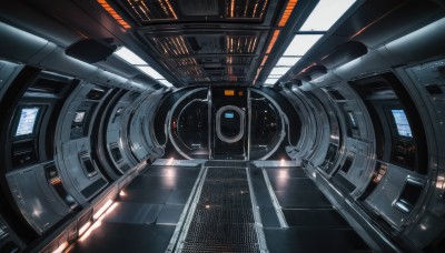 no humans,scenery,science fiction,realistic,cable,space,spacecraft,lights,cockpit,indoors,window,light