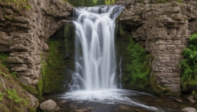 outdoors,day,water,tree,no humans,plant,nature,scenery,forest,rock,ruins,river,waterfall,cliff,moss,stream