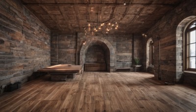 day,indoors,no humans,window,chair,table,sunlight,plant,scenery,wooden floor,stairs,door,potted plant,lamp,candle,wall,brick wall,carpet,chandelier,fireplace,fantasy,flower pot,brick