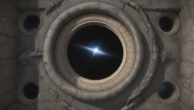 no humans,shadow,glowing,from above,scenery,reflection,science fiction,crack,eye focus,sky,moon,star (sky),space,ruins,planet,spacecraft