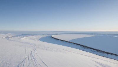 monochrome,outdoors,sky,day,water,blue sky,no humans,ocean,beach,scenery,blue theme,mountain,sand,horizon,waves,landscape,lake,shore,desert,snow