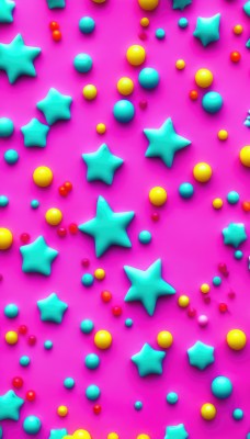 solo,star (symbol),no humans,pink background,balloon,colorful,food,candy,multicolored background