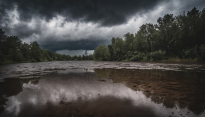 outdoors,sky,day,cloud,water,tree,no humans,cloudy sky,grass,nature,scenery,forest,reflection,mountain,road,river,landscape,puddle,fog,grey sky,lake