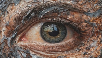 1girl,solo,looking at viewer,brown hair,black hair,1boy,brown eyes,yellow eyes,water,black eyes,eyelashes,close-up,1other,reflection,ambiguous gender,eye focus