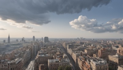 outdoors,sky,day,cloud,water,tree,blue sky,no humans,ocean,cloudy sky,building,scenery,city,horizon,cityscape,rooftop,contrail,bird,road,skyscraper,landscape