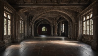 day,indoors,water,no humans,window,sunlight,scenery,light rays,stairs,door,light,architecture,ruins,pillar,hallway,church,arch,column,plant,wooden floor,fantasy,tiles,wall,tile floor,floor,ceiling