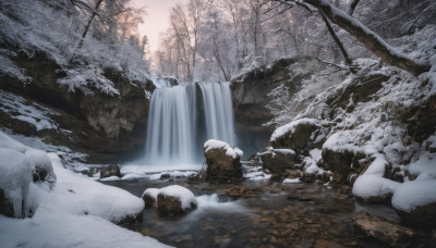 outdoors, water, tree, no humans, nature, scenery, snow, forest, rock, mountain, winter, river, waterfall