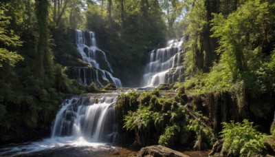 outdoors,day,water,tree,no humans,sunlight,nature,scenery,forest,light rays,sunbeam,river,waterfall,landscape,moss,leaf,plant,branch