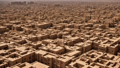 monochrome,outdoors,no humans,from above,building,scenery,city,cityscape,sepia,skyscraper,rooftop,brown theme,sky,day,landscape