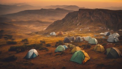 outdoors,sky,day,no humans,nature,scenery,sunset,rock,mountain,landscape,mountainous horizon,cloud,water,pokemon (creature)