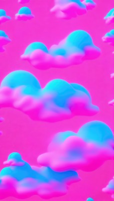 outdoors,sky,day,cloud,blue sky,no humans,pink background,cloudy sky,scenery,pink theme,pink sky,above clouds,artist name,blurry,depth of field