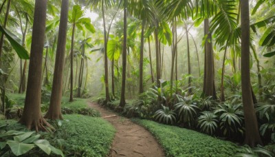 outdoors,day,tree,no humans,leaf,traditional media,sunlight,grass,plant,nature,scenery,forest,rock,bush,green theme,path,road