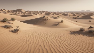 outdoors,sky,day,tree,no humans,shadow,beach,grass,scenery,rock,mountain,sand,road,landscape,shore,desert,footprints,sepia,brown theme