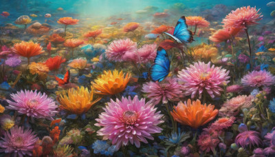 flower, outdoors, water, no humans, bug, butterfly, scenery, fish, underwater