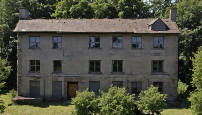 outdoors,sky,day,tree,no humans,window,grass,plant,building,nature,scenery,forest,door,bush,house,chimney