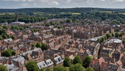 outdoors,sky,day,cloud,water,tree,no humans,window,ocean,building,nature,scenery,forest,mountain,city,sign,road,cityscape,house,landscape,town,blue sky,from above,horizon