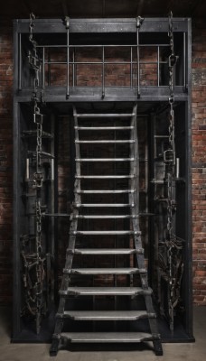 no humans,shadow,chain,scenery,stairs,wall,brick wall,still life,indoors,door,candle,brick