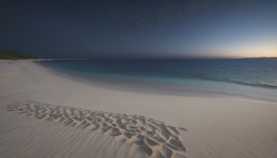 outdoors,sky,water,tree,no humans,night,ocean,beach,star (sky),night sky,scenery,starry sky,sand,horizon,shore,sunset,rock,desert