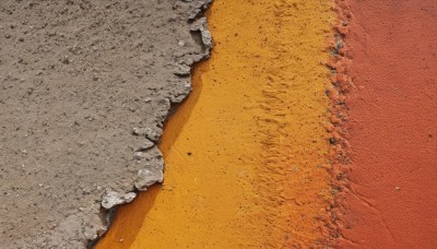 solo,outdoors,no humans,shadow,from above,traditional media,scenery,rock,sand,orange theme,1boy,male focus,close-up,orange background