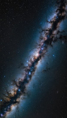 outdoors,sky,cloud,tree,no humans,night,star (sky),night sky,scenery,starry sky,space,galaxy,milky way,water,traditional media,nature,reflection,branch,bare tree,landscape