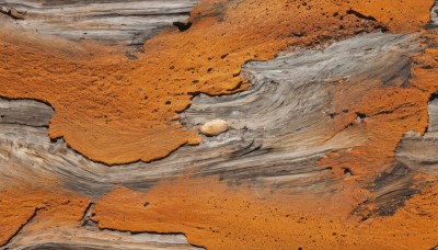 outdoors,no humans,traditional media,scenery,rock,sand,orange background,orange theme,desert,from side,science fiction,dust,footprints