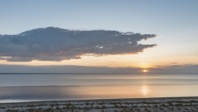 outdoors,sky,day,cloud,water,blue sky,no humans,ocean,beach,sunlight,cloudy sky,scenery,reflection,sunset,sun,horizon,gradient sky,shore,sunrise,nature,snow,mountain,sand,waves,landscape