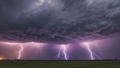 outdoors,sky,cloud,no humans,cloudy sky,grass,scenery,sunset,electricity,lightning,landscape,tree,fire,nature,field