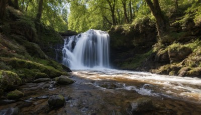 outdoors,day,water,tree,no humans,sunlight,nature,scenery,forest,rock,river,waterfall,landscape,moss,stream,grass,bush