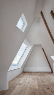 sky,day,cloud,indoors,blue sky,no humans,window,shadow,curtains,scenery,reflection,wooden floor,door,wall,floor,hallway,reflective floor,paper,still life