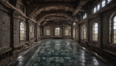 day,indoors,dutch angle,no humans,window,sunlight,plant,scenery,light rays,stairs,door,tiles,architecture,sunbeam,tile floor,ruins,pillar,ceiling,hallway,arch,column,vanishing point,wooden floor,floor,stone floor,stone wall,brick floor