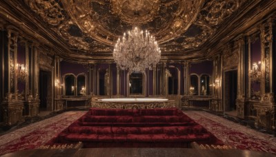 indoors,dutch angle,no humans,window,scenery,wooden floor,stairs,door,light,candle,architecture,pillar,ceiling,hallway,carpet,church,arch,candlestand,rug,chandelier,column,blood,table,fireplace