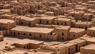 outdoors,no humans,building,scenery,city,road,house,sepia,monochrome,sky,cityscape,ruins,brown theme