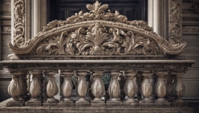 indoors,no humans,sunlight,bottle,plant,scenery,stairs,architecture,pillar,statue,column,artist name