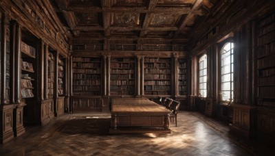 sitting,day,indoors,book,no humans,window,chair,table,sunlight,scenery,light particles,light rays,wooden floor,stairs,bookshelf,sunbeam,book stack,library,ladder,desk,candle,candlestand