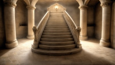 HQ,outdoors,sky,cloud,indoors,no humans,sunlight,scenery,light rays,stairs,light,pillar,statue,arch,column,stone floor,day,tiles,architecture,tile floor,still life