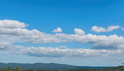 outdoors,sky,day,cloud,tree,blue sky,no humans,cloudy sky,grass,nature,scenery,forest,mountain,field,summer,landscape,mountainous horizon,hill,bird,ground vehicle,horizon