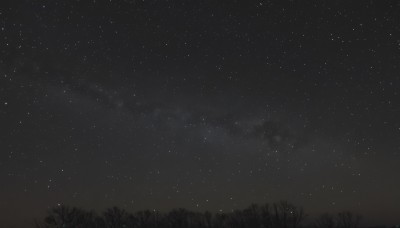 monochrome,comic,greyscale,outdoors,sky,tree,no humans,night,grass,star (sky),nature,night sky,scenery,forest,starry sky,star (symbol)