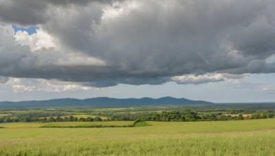 outdoors,sky,day,cloud,tree,blue sky,no humans,sunlight,cloudy sky,grass,building,nature,scenery,light rays,mountain,road,field,landscape,mountainous horizon,hill,forest,horizon