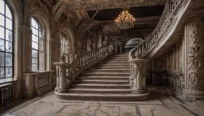 day,indoors,tree,no humans,window,shadow,sunlight,scenery,stairs,door,railing,candle,architecture,pillar,statue,church,arch,chandelier,column,fantasy,ruins,ceiling,candlestand,stone stairs