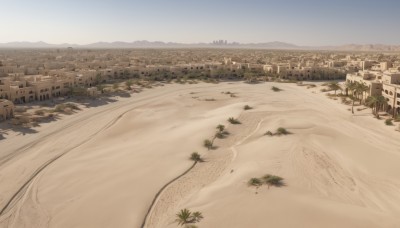 outdoors,sky,day,tree,no humans,beach,building,scenery,mountain,city,sand,road,cityscape,river,landscape,desert,town,water,blue sky,ocean,plant,nature,forest,shore