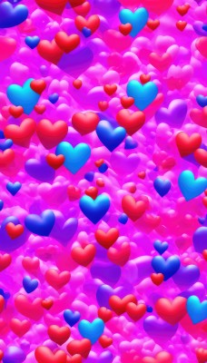 heart,no humans,pink background,pink theme,heart background,too many,glowing,scenery,floating,colorful