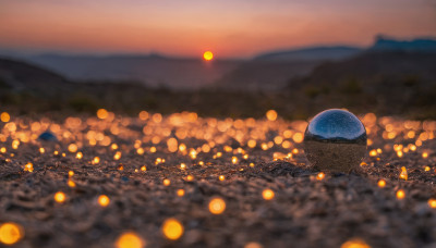 outdoors, sky, blurry, no humans, night, depth of field, blurry background, scenery, bokeh, city lights