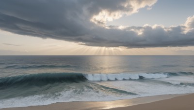 outdoors,sky,day,cloud,water,tree,blue sky,no humans,ocean,beach,sunlight,cloudy sky,nature,scenery,sunset,mountain,sand,sun,horizon,landscape,mountainous horizon,shore,sunrise,waves