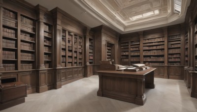 indoors,book,no humans,window,shadow,chair,table,sunlight,scenery,desk,wooden floor,bookshelf,lamp,shelf,book stack,library,ladder,voile,ceiling