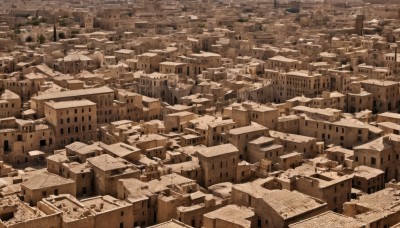 monochrome,outdoors,no humans,from above,traditional media,building,scenery,city,cityscape,sepia,brown theme