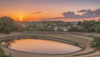 outdoors,sky,cloud,water,tree,no humans,ocean,sunlight,cloudy sky,grass,plant,nature,scenery,forest,sunset,mountain,sun,horizon,road,river,evening,landscape,orange sky,hill,beach,bush,shore,path