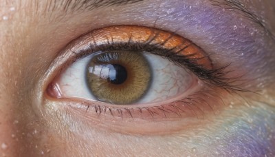 1girl,solo,looking at viewer,1boy,brown eyes,yellow eyes,eyelashes,slit pupils,light particles,close-up,1other,reflection,realistic,eye focus,male focus