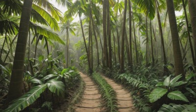 outdoors,day,tree,no humans,leaf,sunlight,plant,nature,scenery,forest,palm tree,bush,green theme,grass,road,path