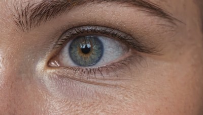 solo,looking at viewer,blue eyes,1boy,male focus,eyelashes,close-up,1other,reflection,realistic,eye focus,brown hair,green eyes,portrait